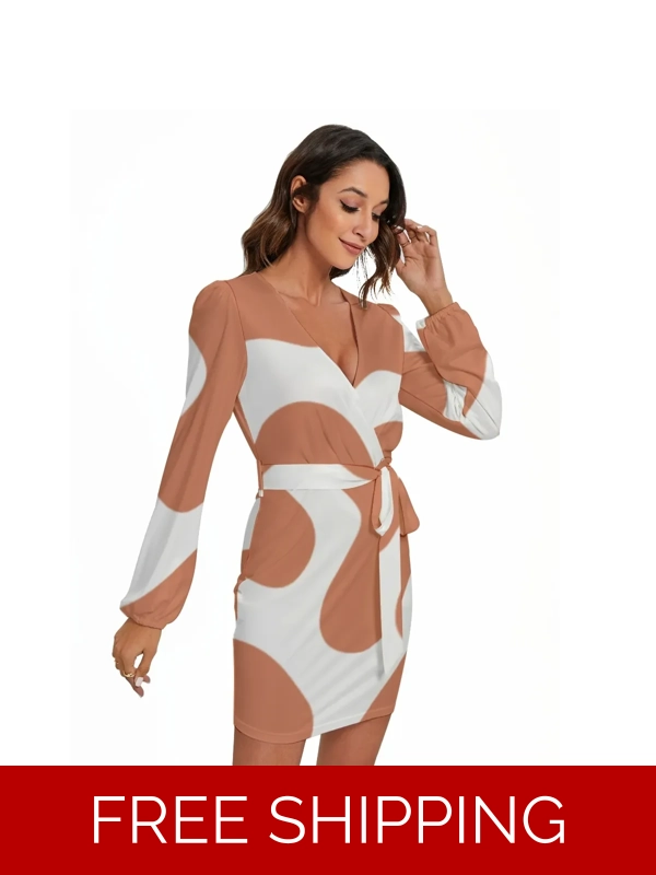 Motiff Long Sleeve Dress with Waist Belt